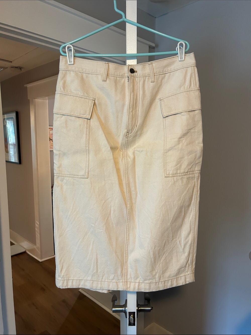 Banana Republic Cream Utility Pocket Midi Skirt